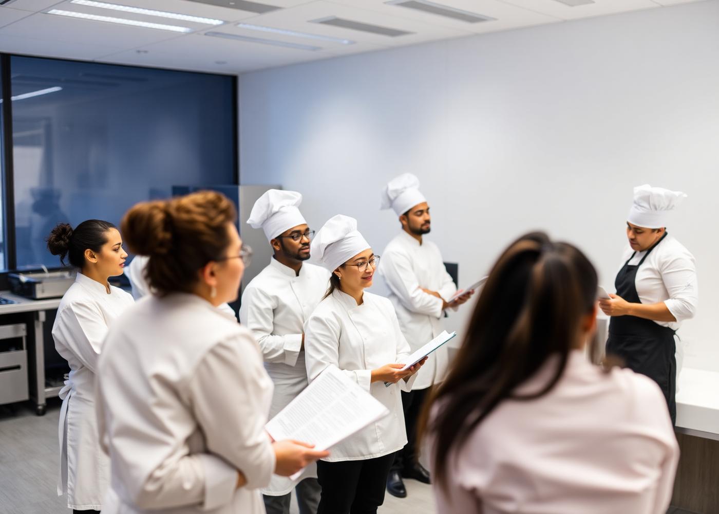 ServSafe food safety class with chefs in training